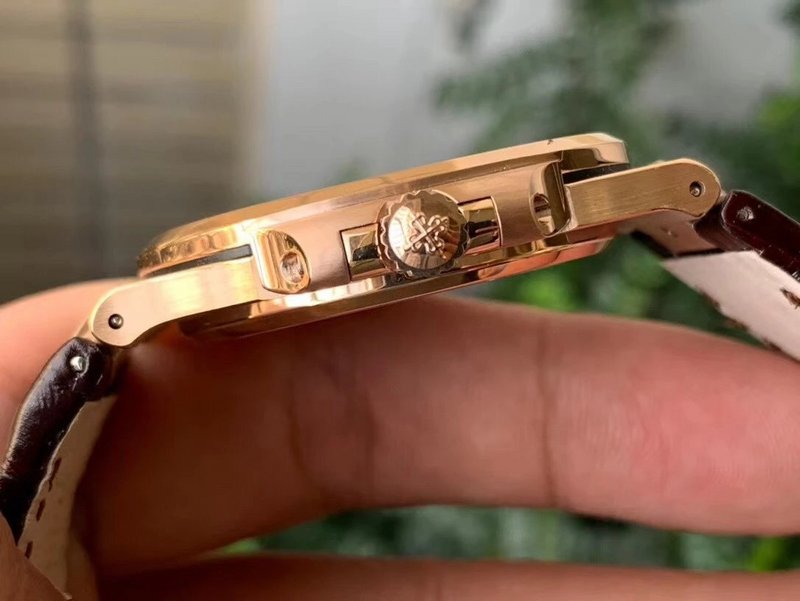 Patek Philippe Nautilus Rose Gold Brown Leather Strap grey Dial Super Clone - 图片 6