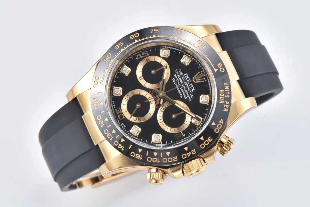 VS Factory Weighted Rolex Daytona 116518 Gold Black Enamel Dial with Moissanite Stones – Premium VSF Watches Collection - 图片 2