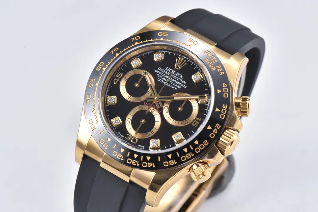 VS Factory Weighted Rolex Daytona 116518 Gold Black Enamel Dial with Moissanite Stones – Premium VSF Watches Collection - 图片 3