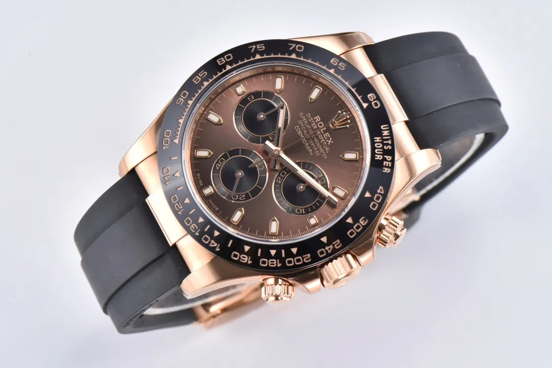 VS Factory Weighted Rolex Daytona Watch with Black Rubber Strap, Brown Dial, and Exquisite VSF Watches Craftsmanship - 图片 4
