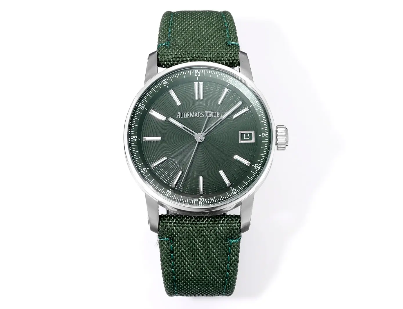 R8 Factory Audemars Piguet CODE 11.59 Green Woven Strap Super Clone Replica Watch