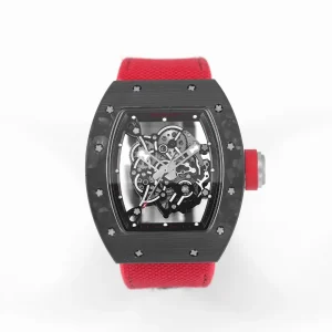 RM Factory Richard Mille Carbon Fiber Super Clone Watch with Red Strap – Premium Replica Richard Mille