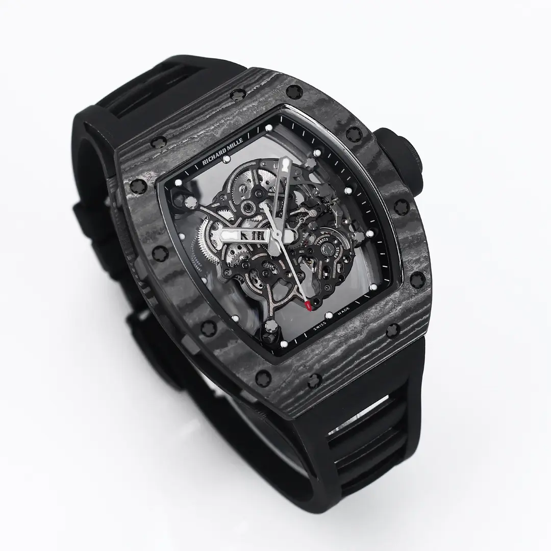 RM Factory Richard Mille RM055 Carbon Fiber Black Rubber Super Clone Luxury Watch - 图片 2
