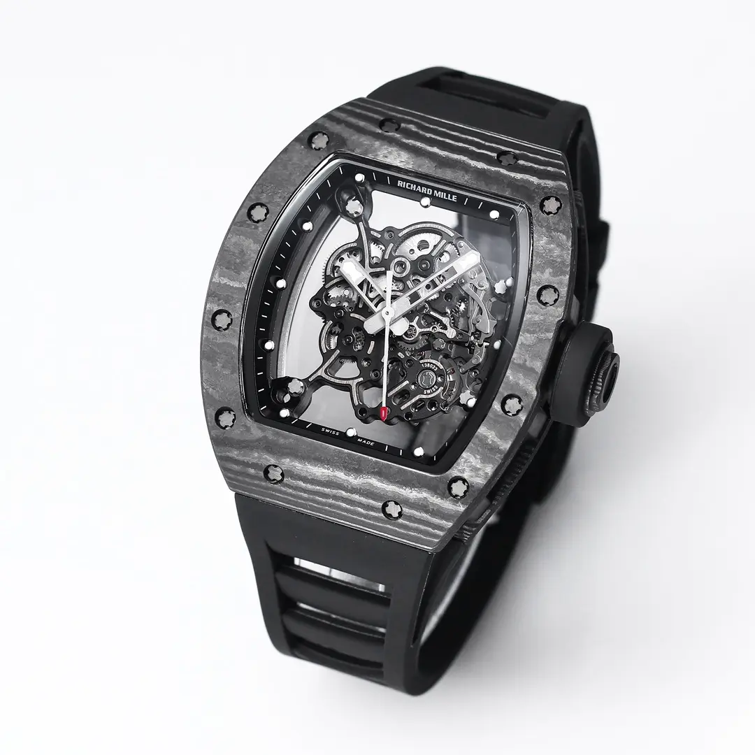 RM Factory Richard Mille RM055 Carbon Fiber Black Rubber Super Clone Luxury Watch - 图片 3
