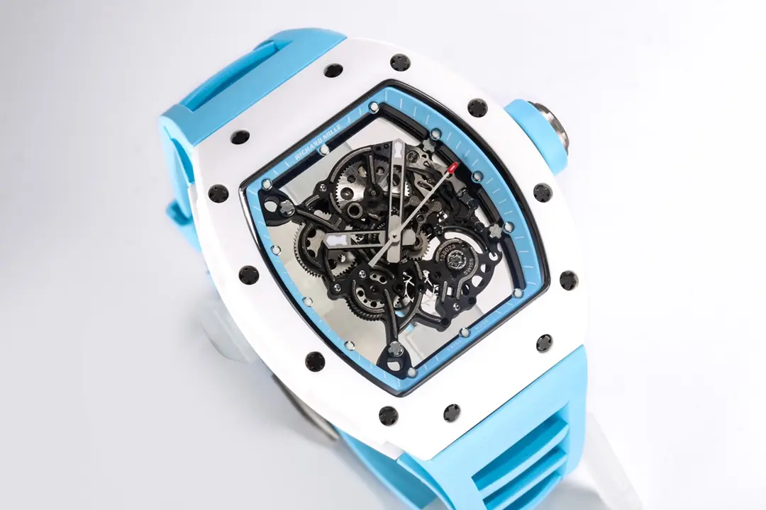 RM Factory Richard Mille RM055 White Ceramic Blue Strap – Super Clone Replica Watch - 图片 2