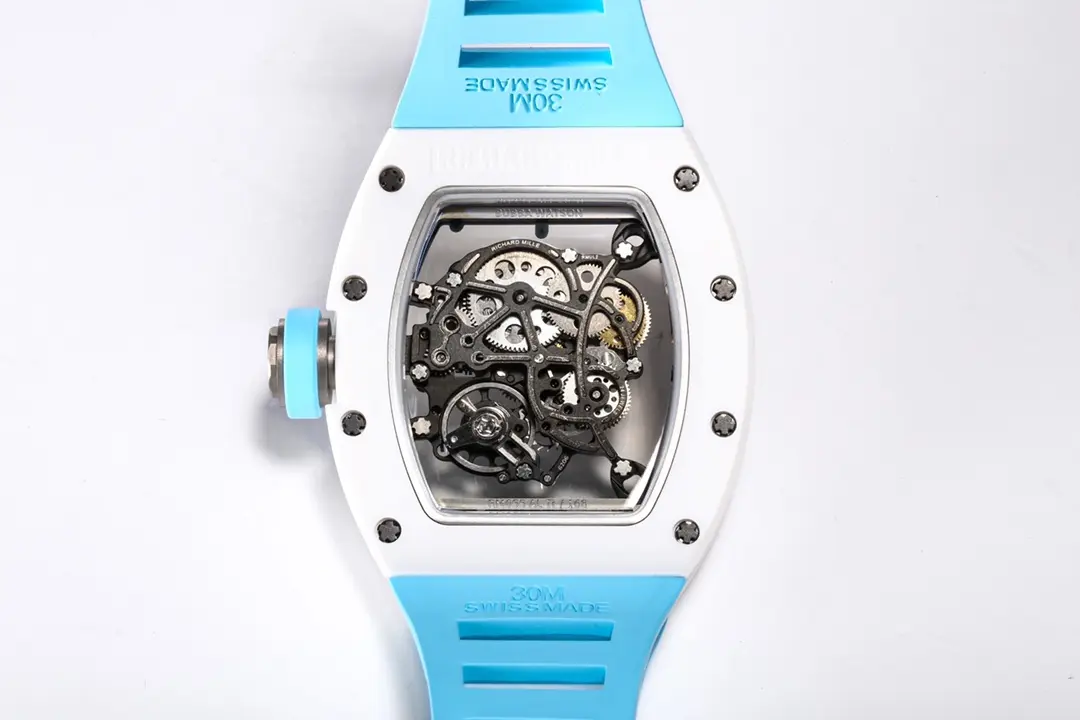 RM Factory Richard Mille RM055 White Ceramic Blue Strap – Super Clone Replica Watch - 图片 9