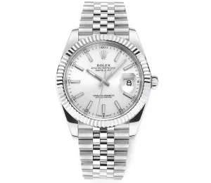 Rolex Datejust 41mm Silver Fluted Bezel Stainless Steel VSF Super Clone Watch