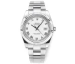 Rolex Datejust 41mm Silver Fluted Bezel White Dial VSF Super Clone Watch