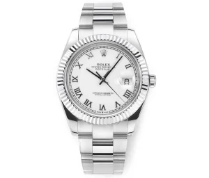 Rolex Datejust 41mm Silver Fluted Bezel White Dial VSF Super Clone Watch