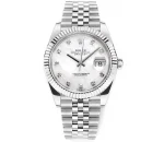 Rolex Datejust 41mm Silver Stainless Steel Watch with Diamond Dial, Fluted Bezel, and VSF Super Clone Quality