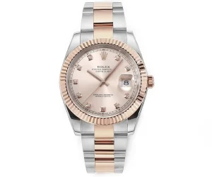 Rolex Datejust 41mm Two-Tone Rose Gold and Stainless Steel Watch with Diamond Dial – Super Clone