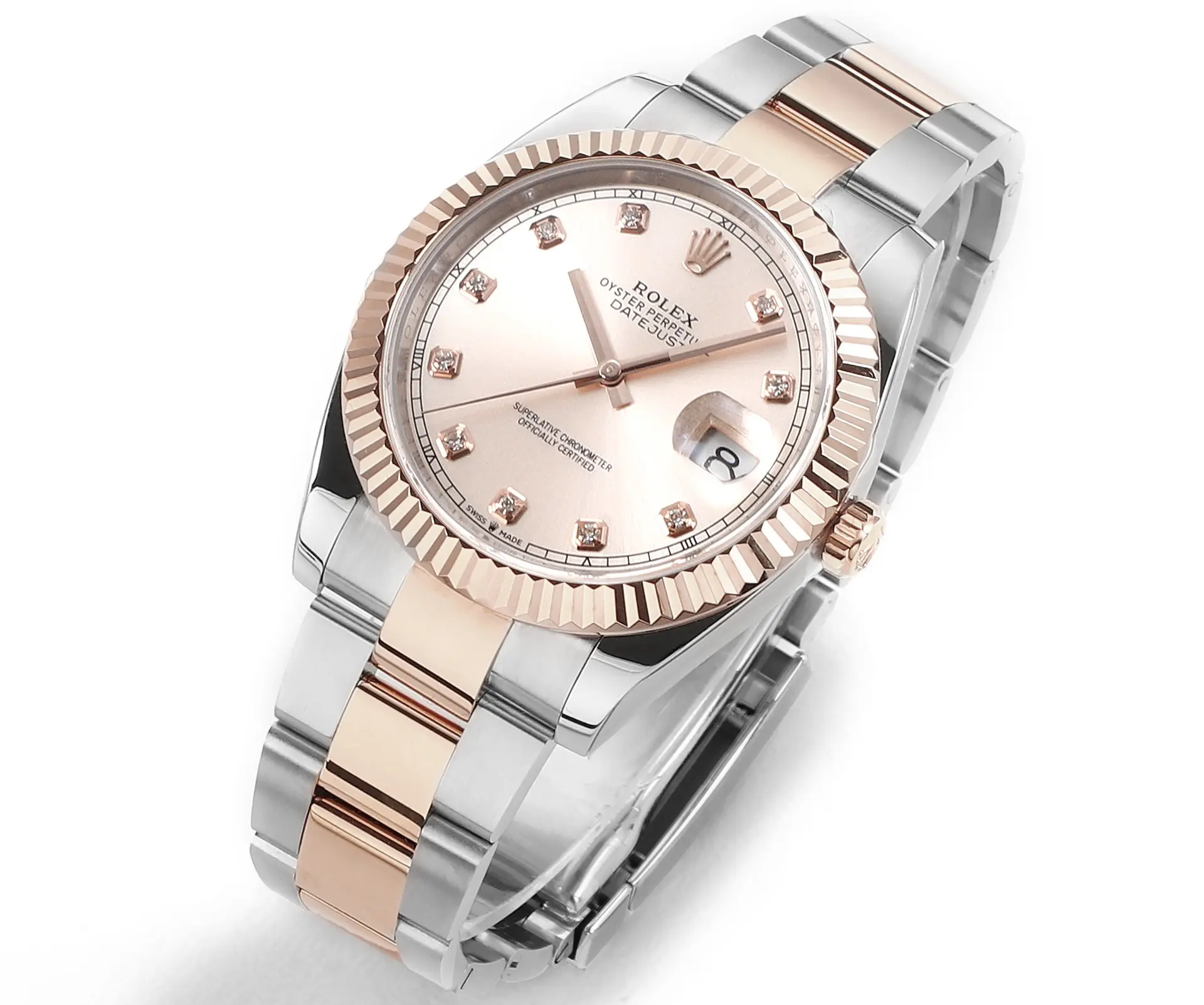 Rolex Datejust 41mm Two-Tone Rose Gold and Stainless Steel Watch with Diamond Dial – Super Clone - 图片 2