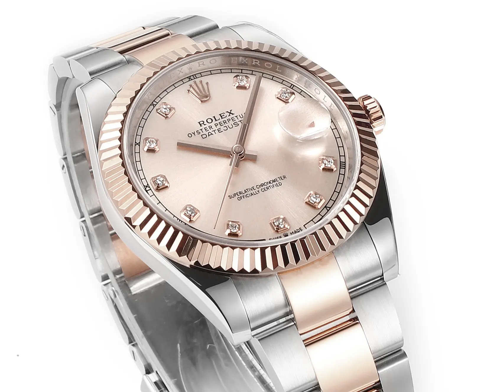 Rolex Datejust 41mm Two-Tone Rose Gold and Stainless Steel Watch with Diamond Dial – Super Clone - 图片 3