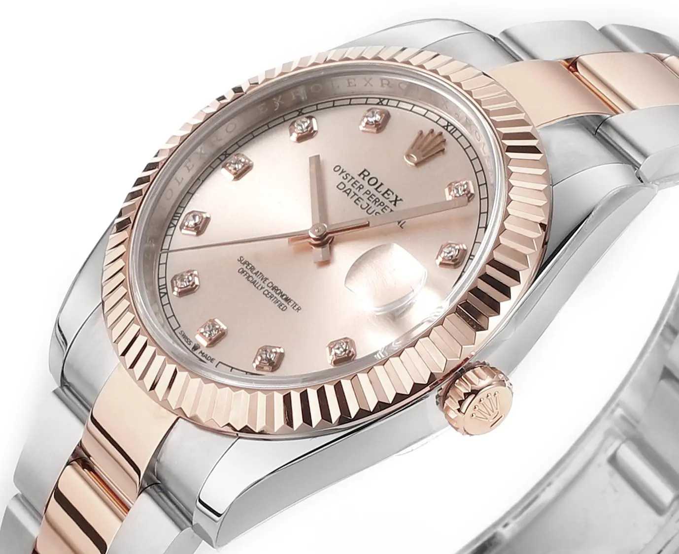 Rolex Datejust 41mm Two-Tone Rose Gold and Stainless Steel Watch with Diamond Dial – Super Clone - 图片 4