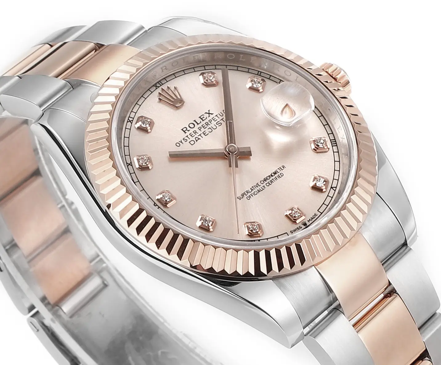 Rolex Datejust 41mm Two-Tone Rose Gold and Stainless Steel Watch with Diamond Dial – Super Clone - 图片 5