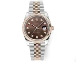 Rolex Datejust 41mm Watch – Brown Dial, Two-Tone Steel and Rose Gold, Fluted Bezel, Super Clone