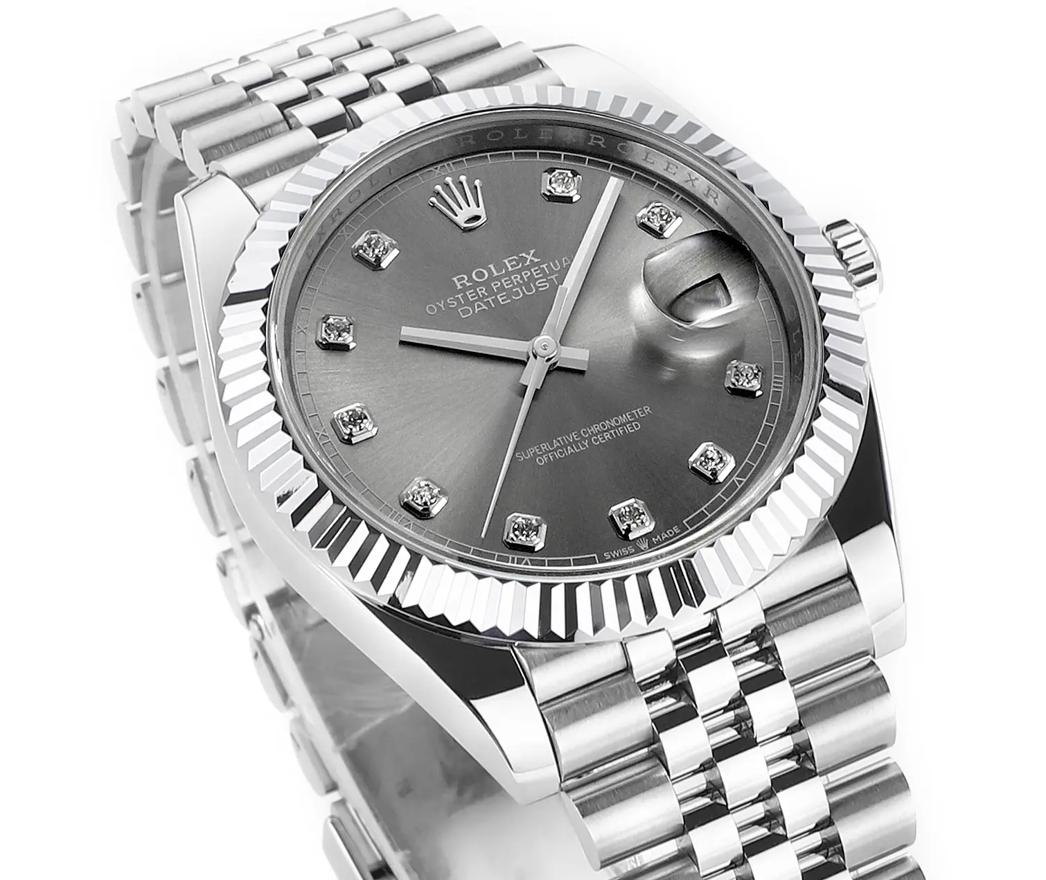 VS Factory Rolex Datejust 41mm Watch – Silver Dial, Diamond Markers, Stainless Steel Jubilee Bracelet, Super Clone VSF Rolex - 图片 3