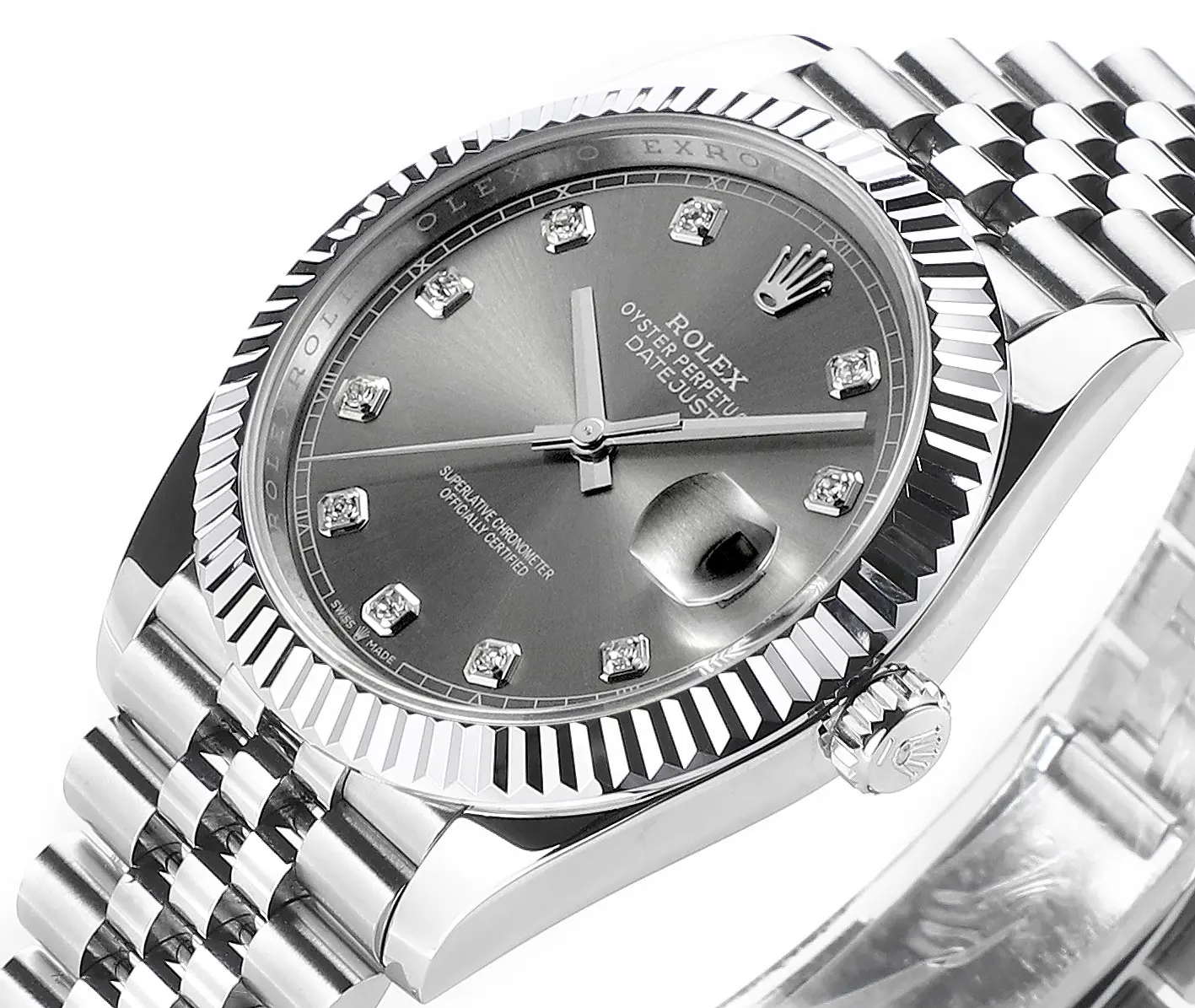 VS Factory Rolex Datejust 41mm Watch – Silver Dial, Diamond Markers, Stainless Steel Jubilee Bracelet, Super Clone VSF Rolex - 图片 4