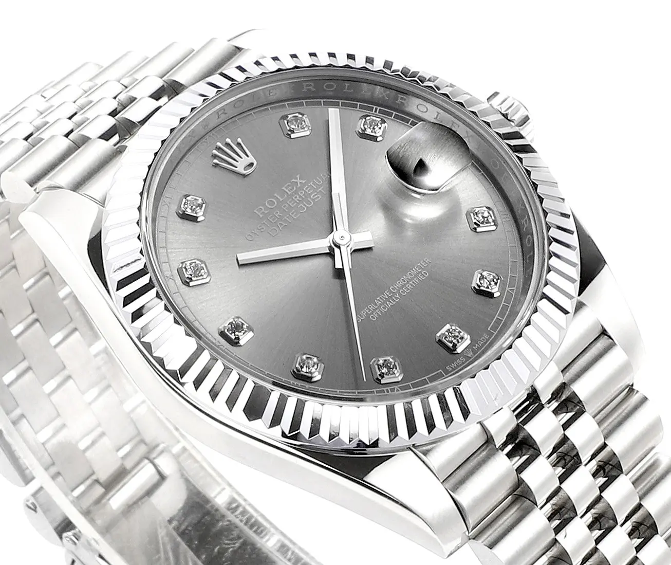 VS Factory Rolex Datejust 41mm Watch – Silver Dial, Diamond Markers, Stainless Steel Jubilee Bracelet, Super Clone VSF Rolex - 图片 5