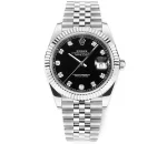Rolex Datejust 41mm Watch – Silver with Black Dial, Diamond Markers & VSF Super Clone Quality