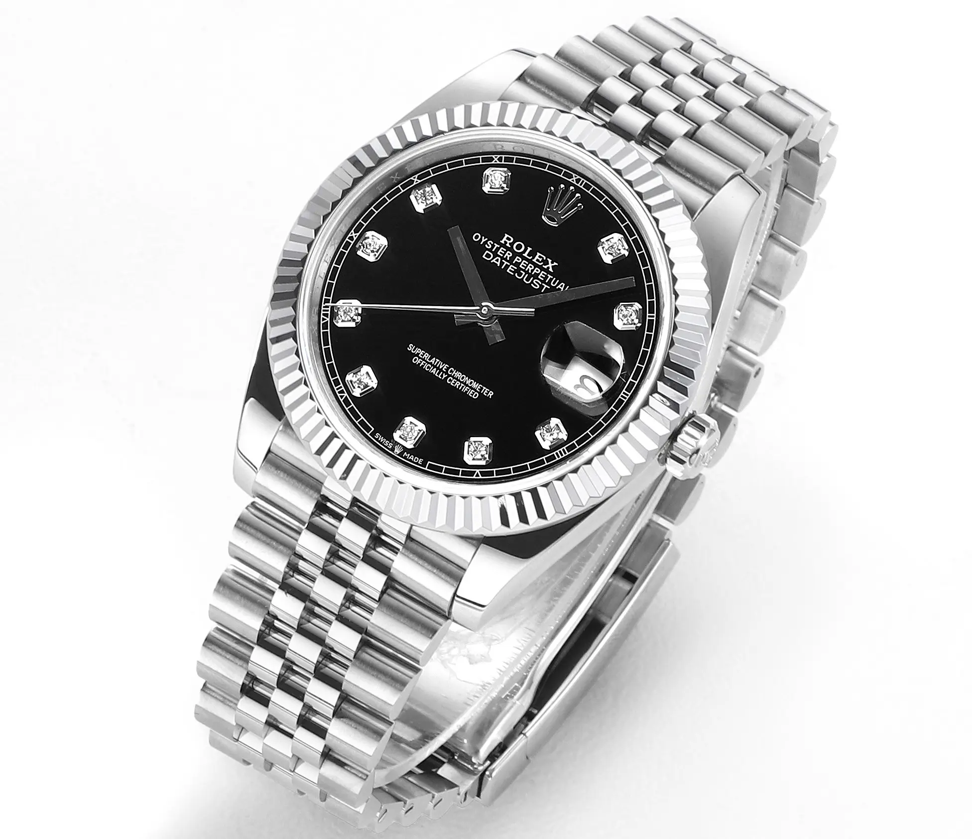 Rolex Datejust 41mm Watch – Silver with Black Dial, Diamond Markers & VSF Super Clone Quality - 图片 2