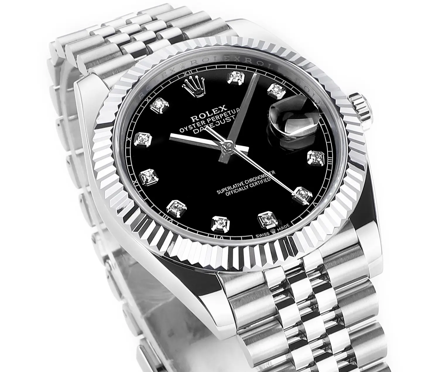 Rolex Datejust 41mm Watch – Silver with Black Dial, Diamond Markers & VSF Super Clone Quality - 图片 3
