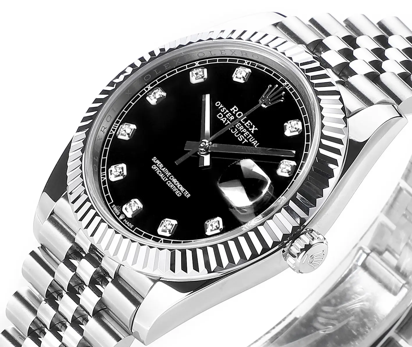 Rolex Datejust 41mm Watch – Silver with Black Dial, Diamond Markers & VSF Super Clone Quality - 图片 4
