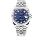 Rolex Datejust 41mm Watch – Silver with Blue Dial, Diamond Markers & VSF Super Clone Quality
