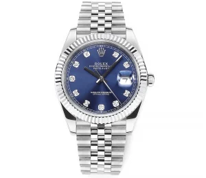 Rolex Datejust 41mm Watch – Silver with Blue Dial, Diamond Markers & VSF Super Clone Quality