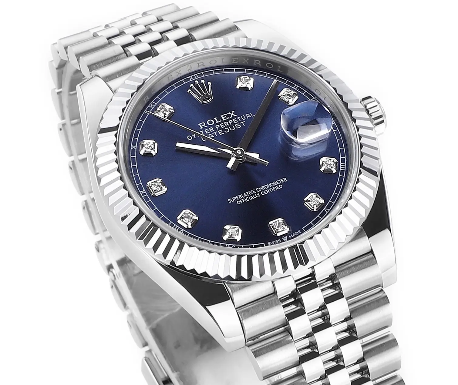 Rolex Datejust 41mm Watch – Silver with Blue Dial, Diamond Markers & VSF Super Clone Quality - 图片 3