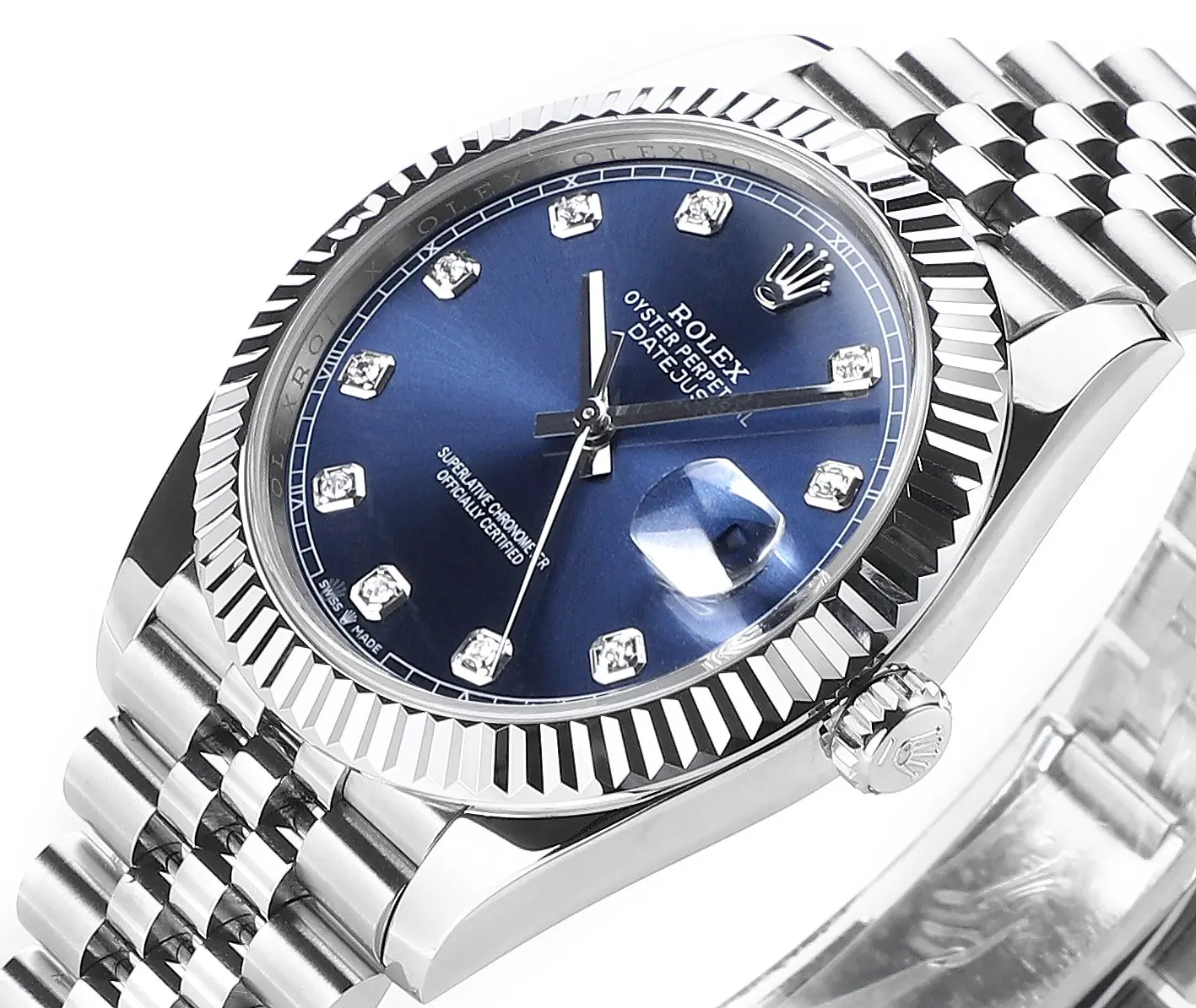 Rolex Datejust 41mm Watch – Silver with Blue Dial, Diamond Markers & VSF Super Clone Quality - 图片 4