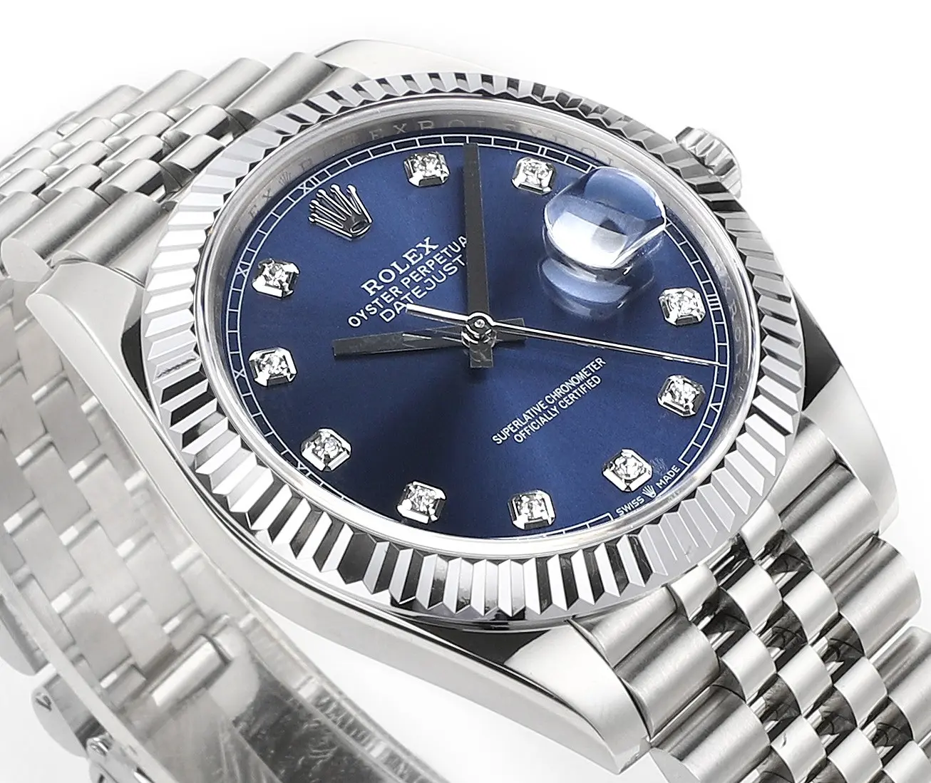 Rolex Datejust 41mm Watch – Silver with Blue Dial, Diamond Markers & VSF Super Clone Quality - 图片 5