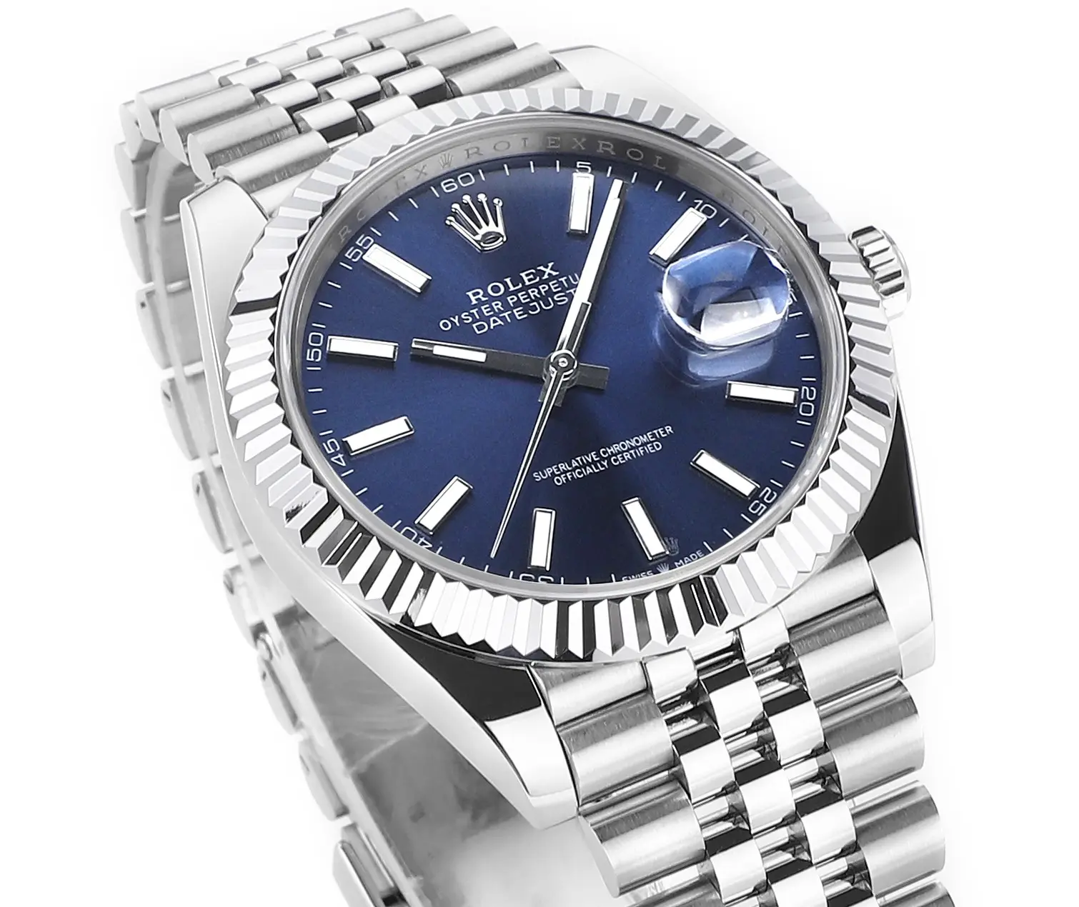 Rolex Datejust 41mm Watch – Silver with Blue Dial, Fluted Bezel, Super Clone VSF Rolex - 图片 3
