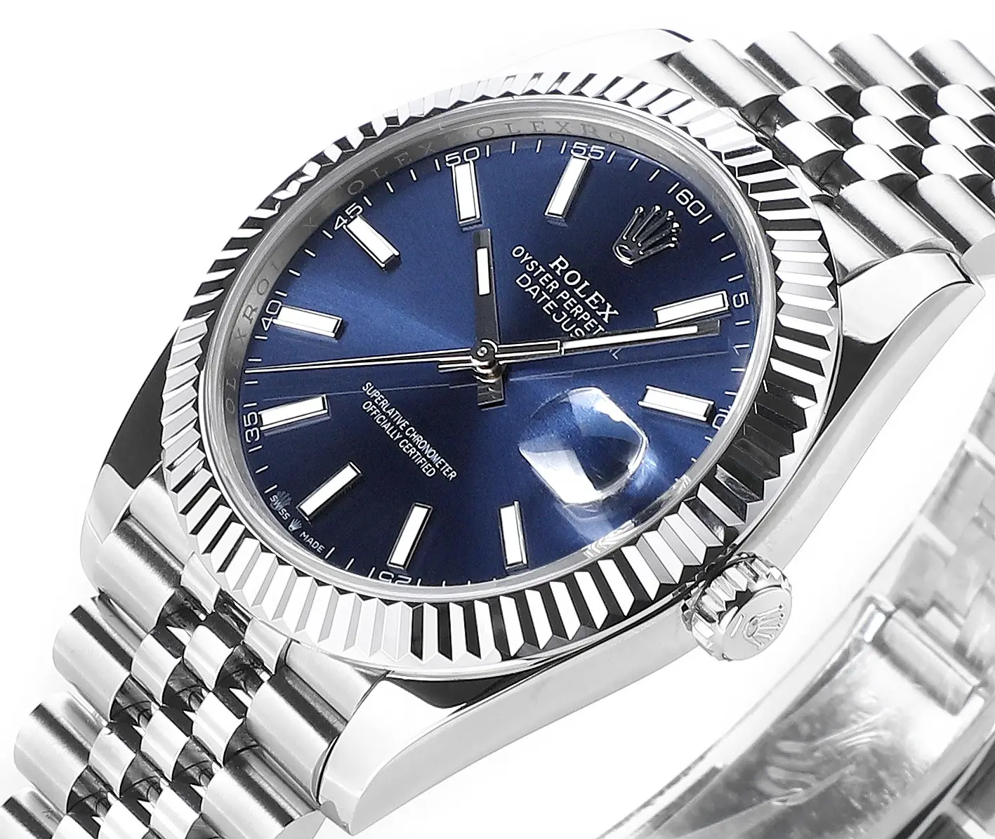 Rolex Datejust 41mm Watch – Silver with Blue Dial, Fluted Bezel, Super Clone VSF Rolex - 图片 4