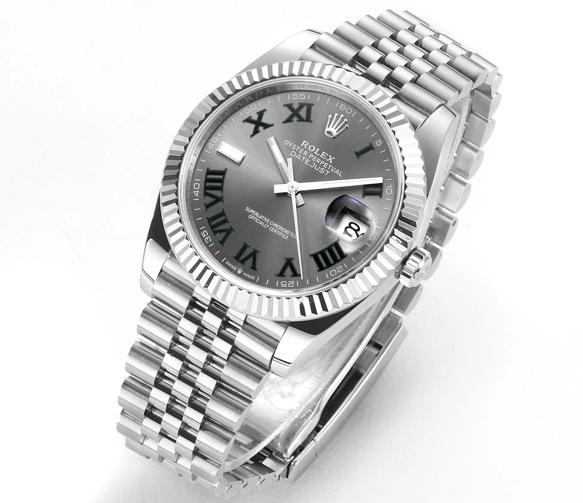 VS Factory Rolex Datejust 41mm Watch – Silver with Grey Dial, Fluted Bezel, Super Clone VSF Watch - 图片 2