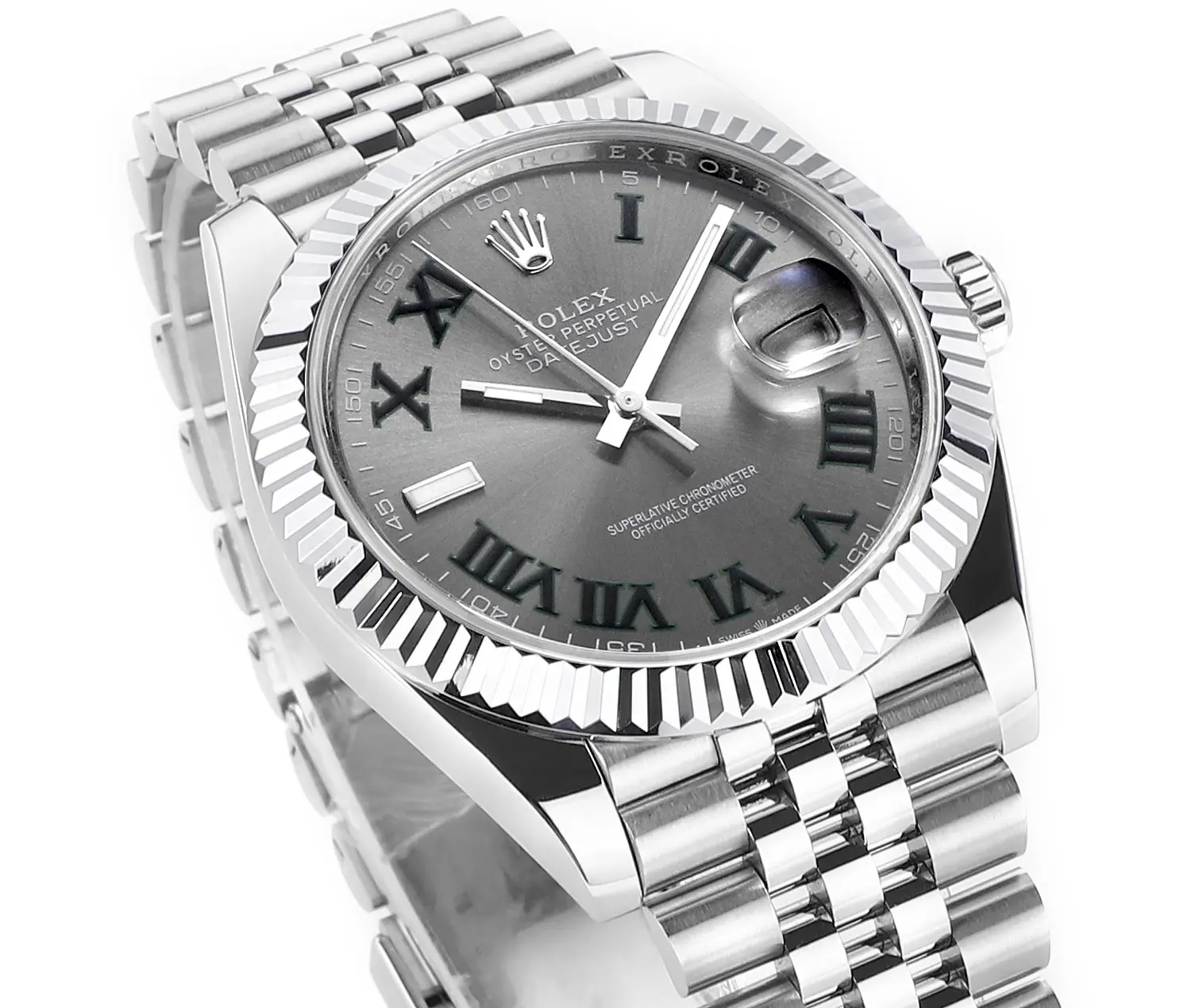 VS Factory Rolex Datejust 41mm Watch – Silver with Grey Dial, Fluted Bezel, Super Clone VSF Watch - 图片 3