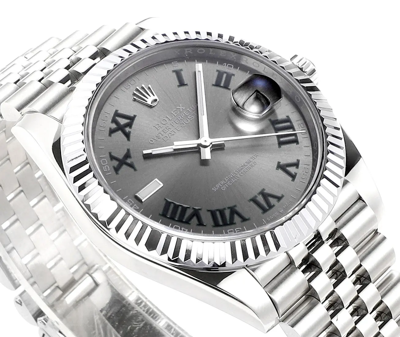 VS Factory Rolex Datejust 41mm Watch – Silver with Grey Dial, Fluted Bezel, Super Clone VSF Watch - 图片 5