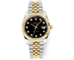 Rolex Datejust 41mm Watch – Two-Tone Steel and Gold with Black Diamond Dial – Super Clone