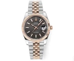 Rolex Datejust 41mm Watch – Two-Tone Steel and Rose Gold with Fluted Bezel – Super Clone