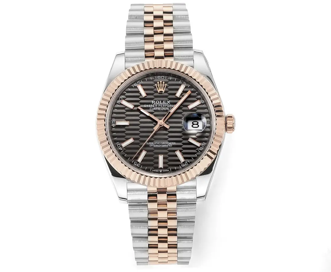Rolex Datejust 41mm Watch – Two-Tone Steel and Rose Gold with Fluted Bezel – Super Clone