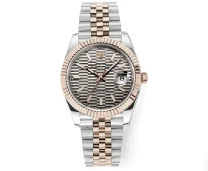 VS Factory Rolex Datejust 41mm Watch with Platinum Bezel, Grey Dial, and Super Clone Quality