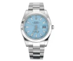Rolex Datejust with 3235 Movement – Silver Stainless Steel, Ice Blue Dial, Fluted Bezel, Super Clone