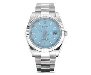 Rolex Datejust with 3235 Movement – Silver Stainless Steel, Ice Blue Dial, Fluted Bezel, Super Clone