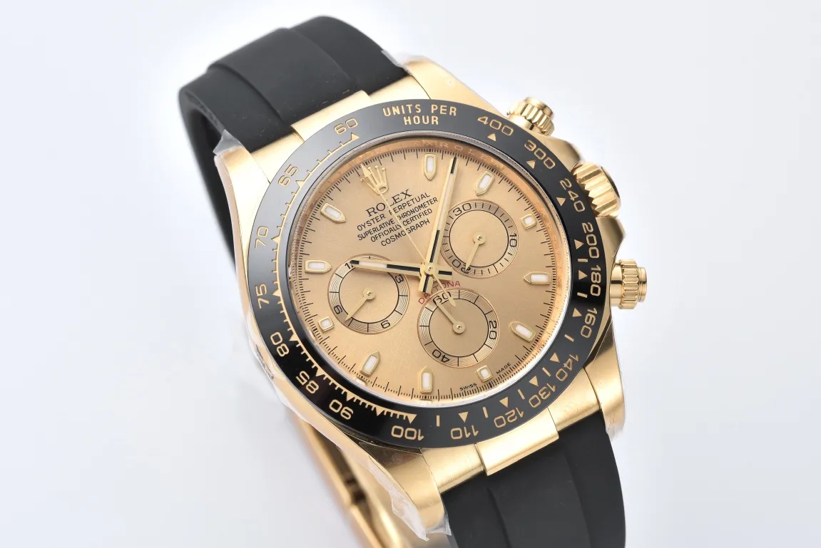 Rolex Daytona 116518 Champagne Dial – Full Gold with Black Rubber Strap - 图片 2
