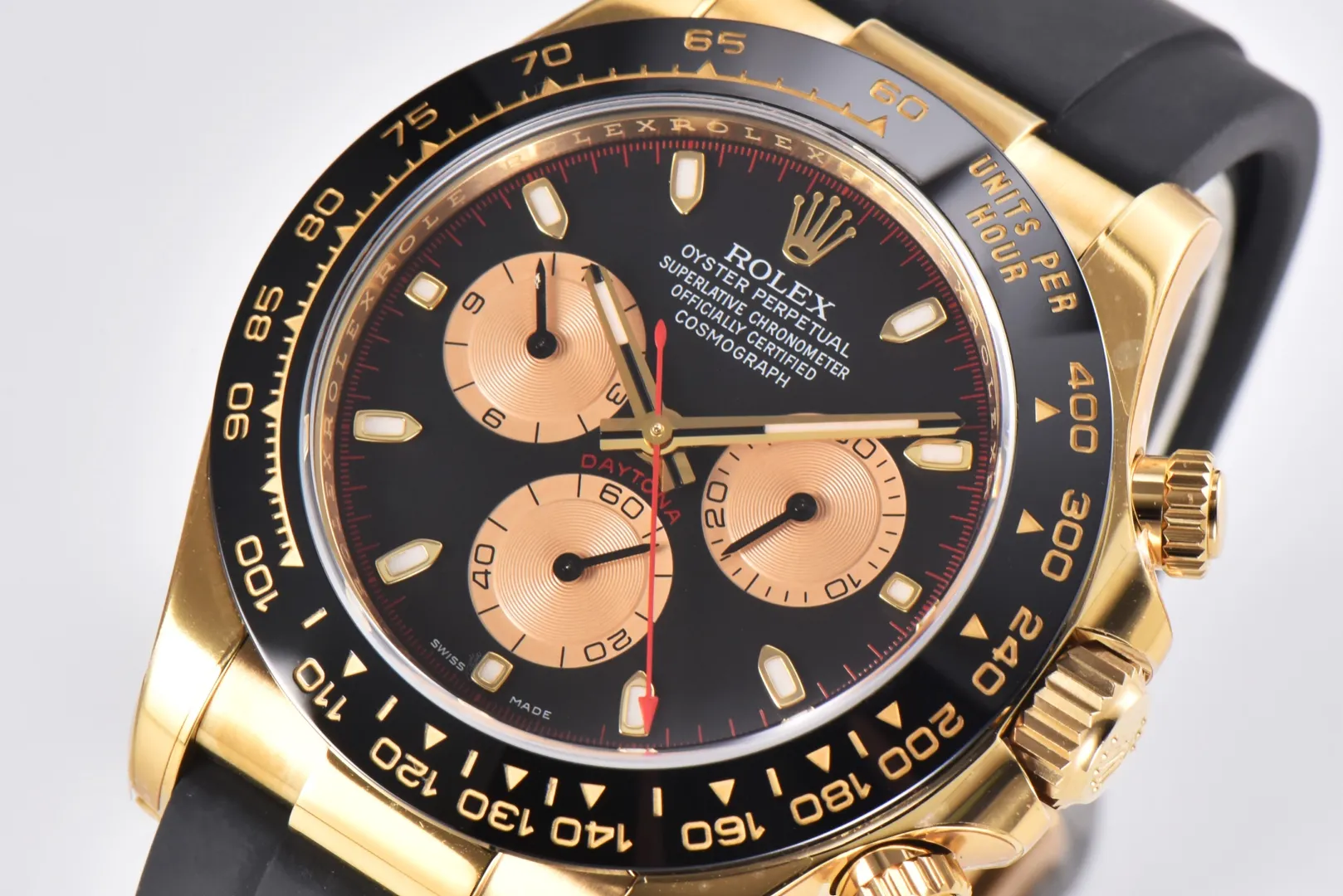 Rolex Daytona Little Devil – Black Dial, Gold Case, Rubber Strap - 图片 2
