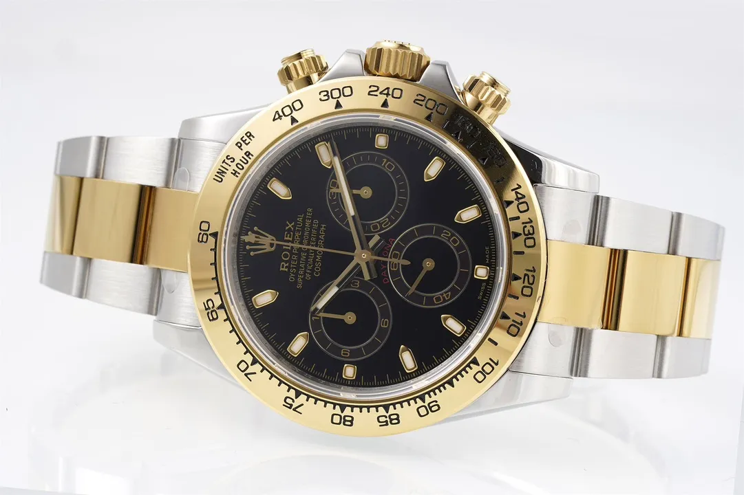 Rolex Daytona 4130 – Two-Tone Gold/Steel, Black Dial, Luxury Chronograph Watch - 图片 4