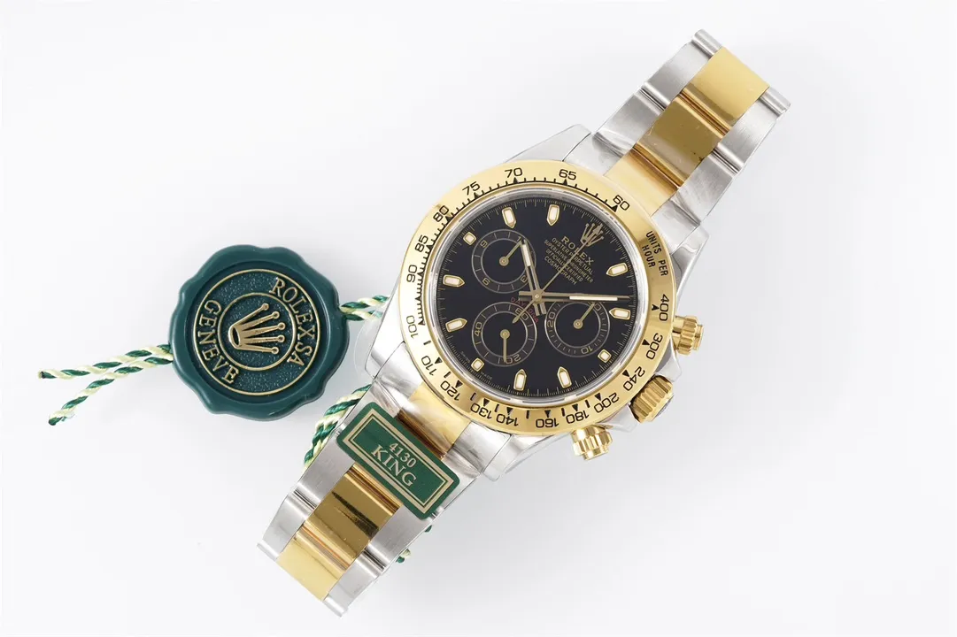 Rolex Daytona 4130 – Two-Tone Gold/Steel, Black Dial, Luxury Chronograph Watch - 图片 9
