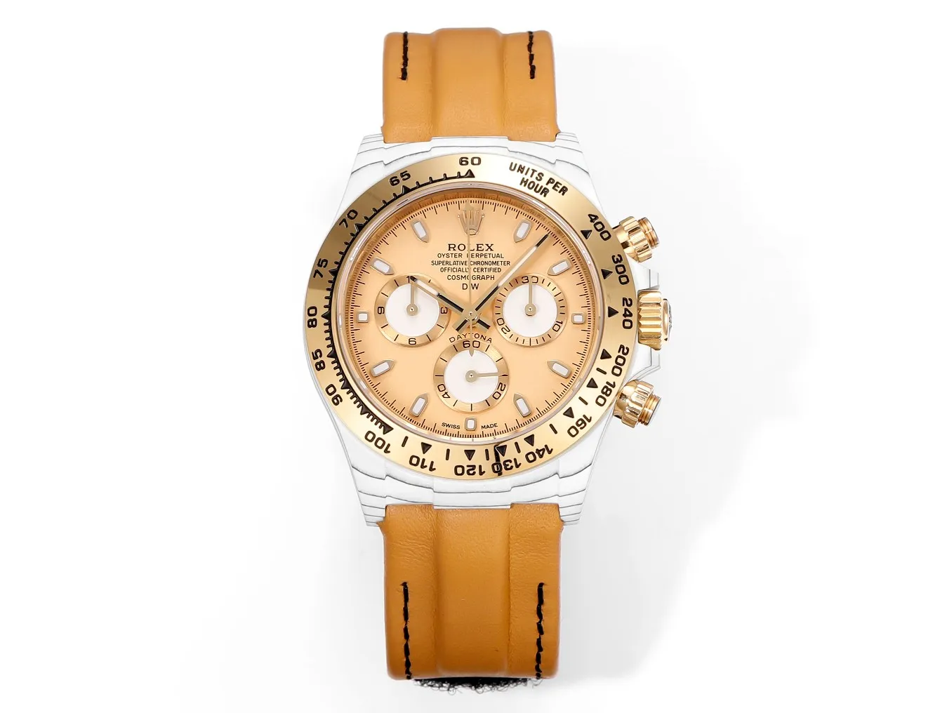 Rolex Daytona Carbon Fiber Custom Edition – Champagne Dial, Brown Strap, Enhanced Night Glow Case by VSF Watches Official Store