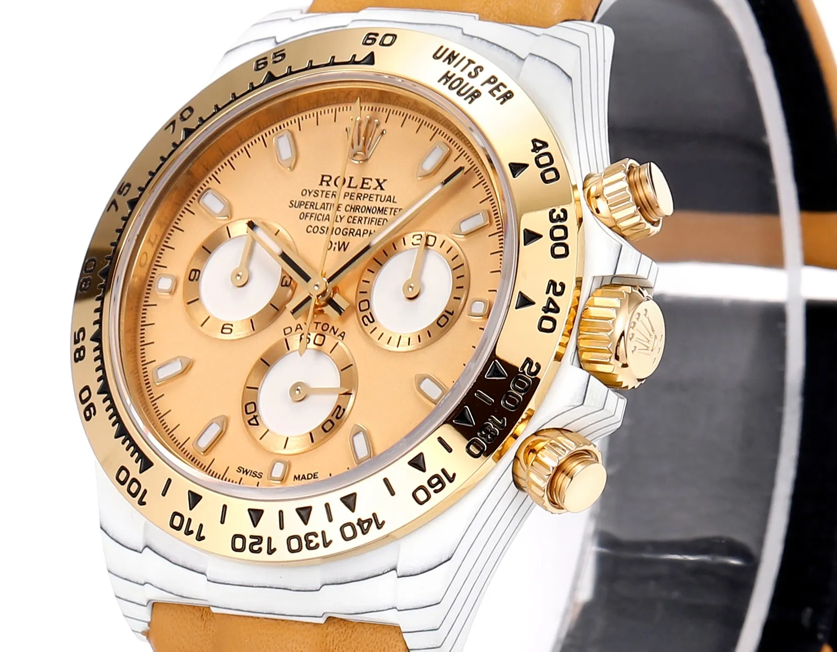 Rolex Daytona Carbon Fiber Custom Edition – Champagne Dial, Brown Strap, Enhanced Night Glow Case by VSF Watches Official Store - 图片 3