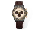 Rolex Daytona Carbon Fiber Custom Edition Watch – Black with Brown Strap by VSF Watches Official